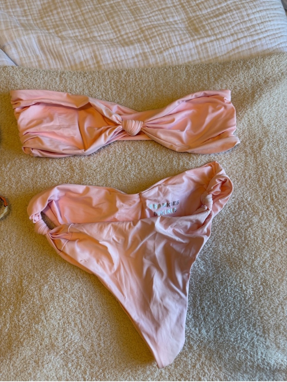 Frankie's Bikinis Light Pink Bandeau Bikini Set